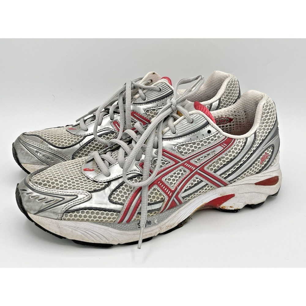 Asics GT 2150 T054N Womens Silver Pink Lace Up Running Shoes Size 11 Gel Duomax